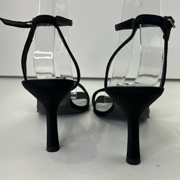 Vintage Bata Women's Black Satin Slingback Heel Shoes - Picture 7 of 13